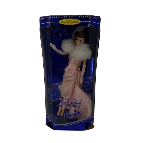 Vintage 1995 Enchanted Evening Barbie Doll #15407 in Pink Satin Gown & Fur Stole - Picture 10 of 10